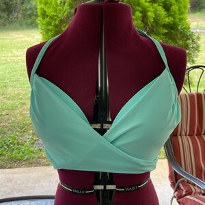 Victoria's Secret light blue Push-Up Bikini Top 34DD Criss-Cross Wrap Design.